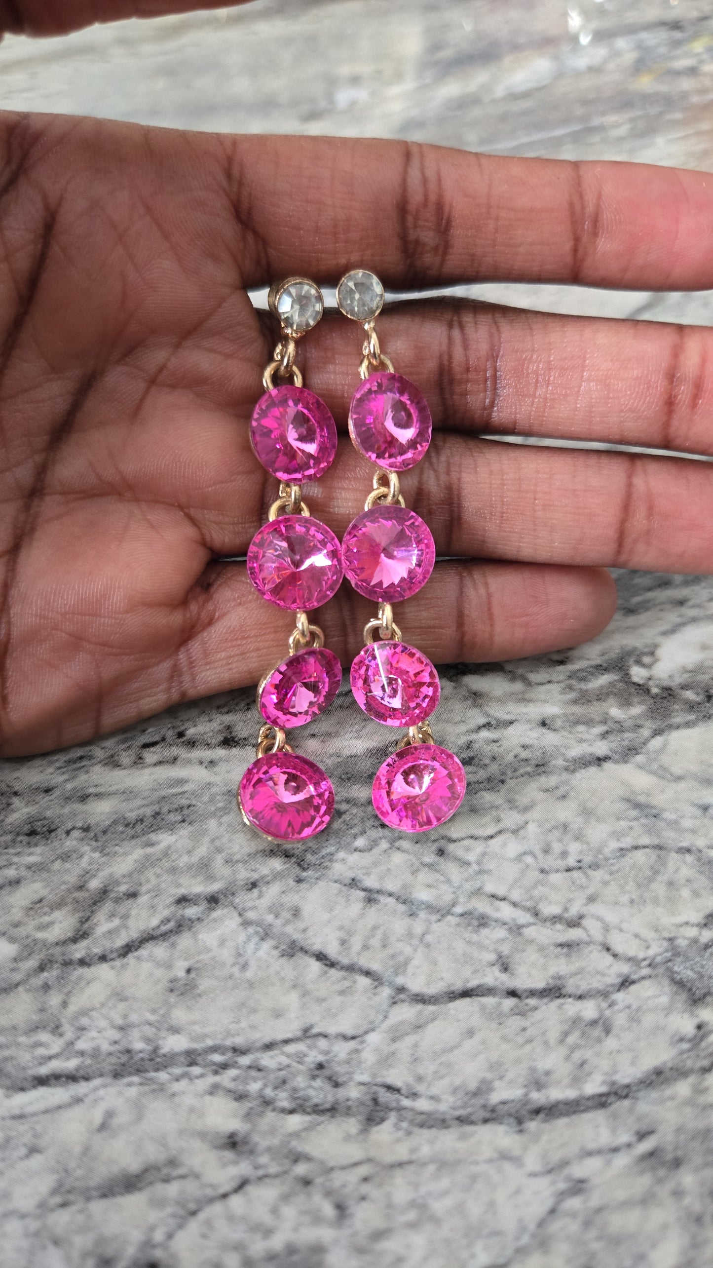 Pink Drop Earring Set