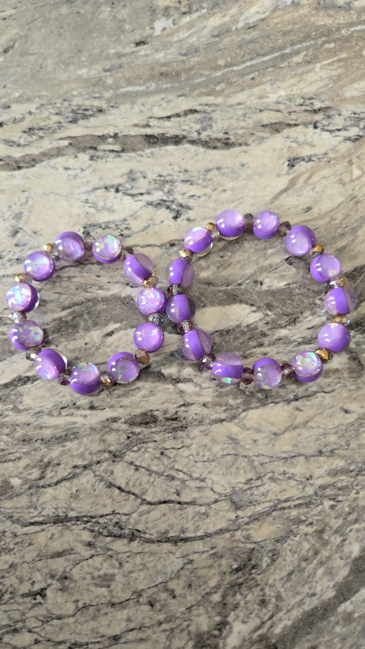 2pc Purple Beaded Bracelet Set