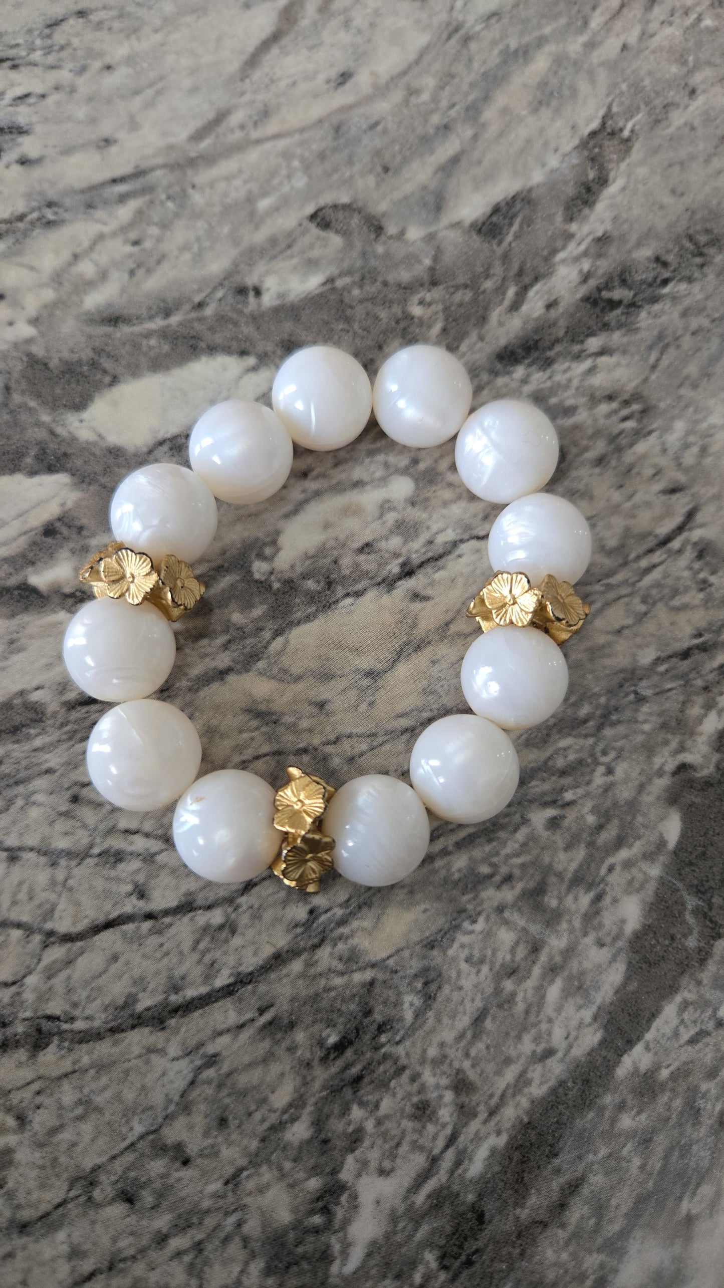Faux Pearl Pink and White Beaded Bracelet Set