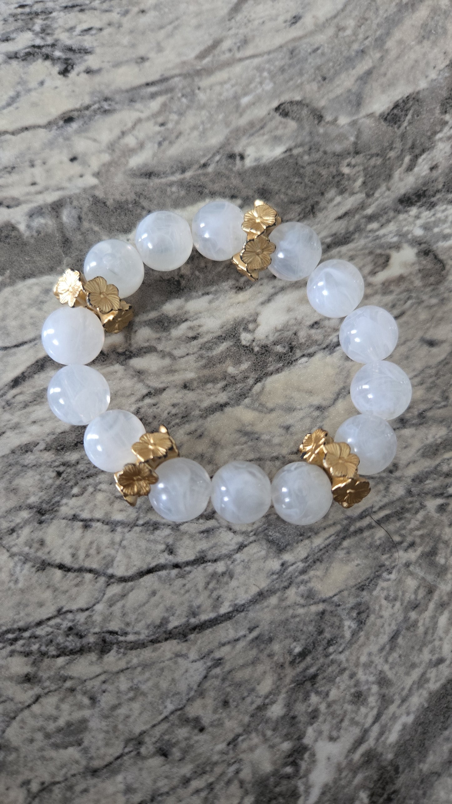 Faux Pearl Pink and White Beaded Bracelet Set
