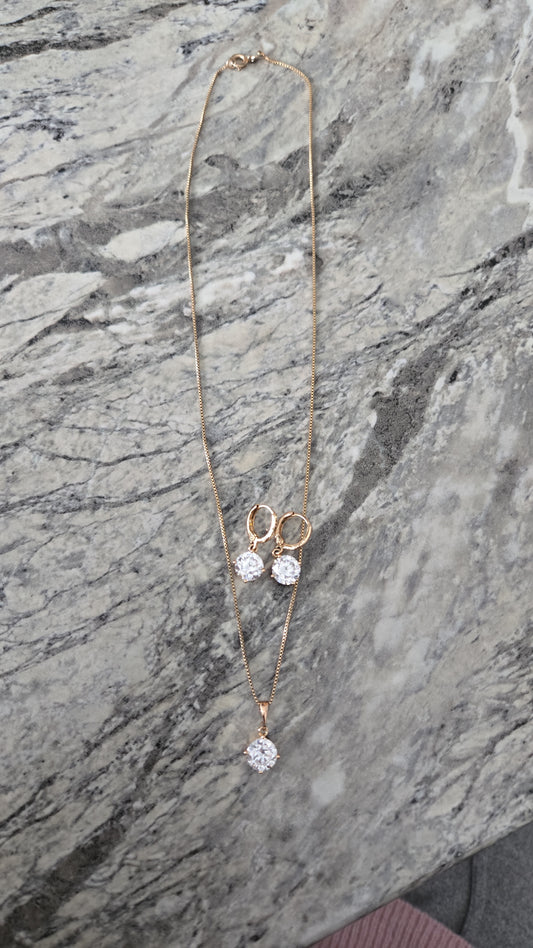 Statement Gold Earring and Necklace Set