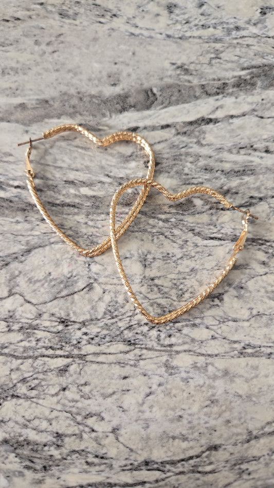 Heart-Shaped Gold Hoops