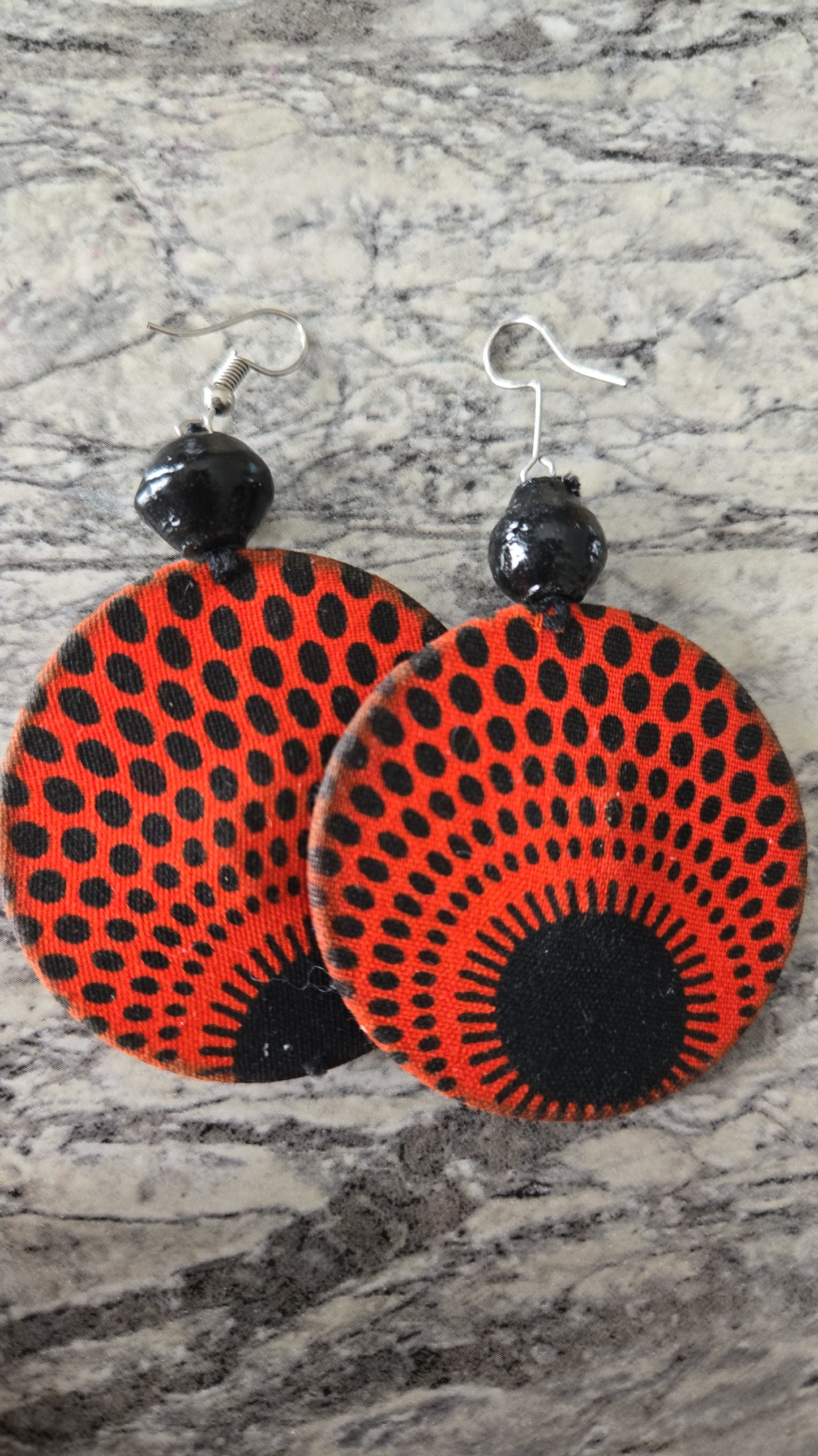 Orange Earrings with Black Spots