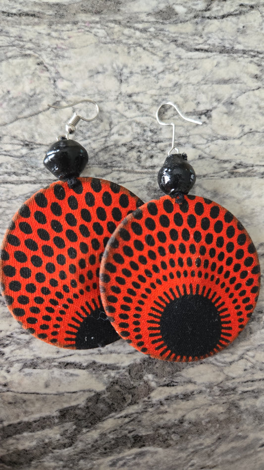 Orange Earrings with Black Spots