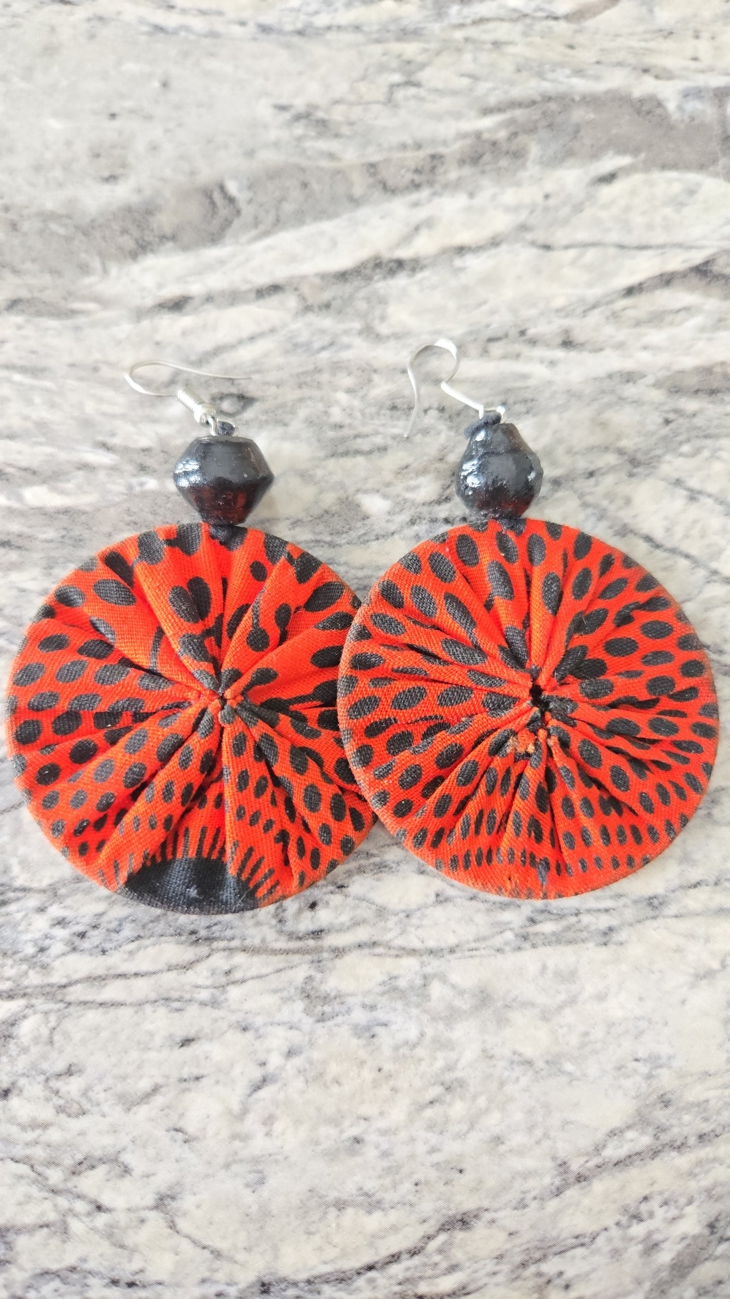 Orange Earrings with Black Spots