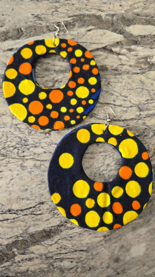 Blue and Yellow Multicolored Hoop Earrings