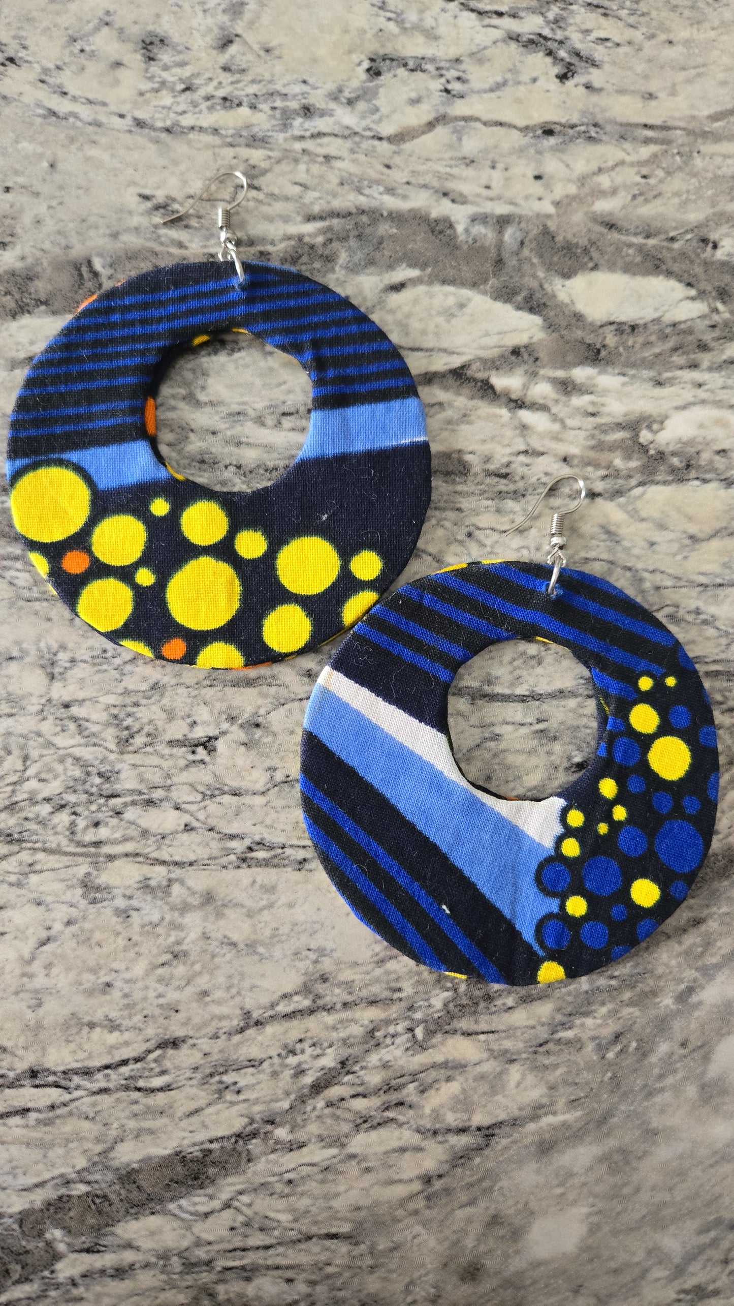 Blue and Yellow Multicolored Hoop Earrings