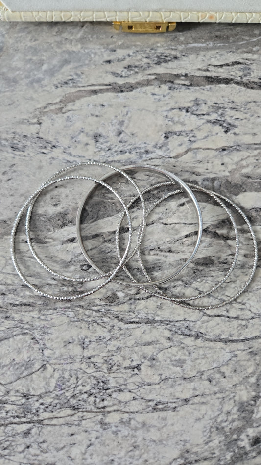 5pc Silver Bangle Set